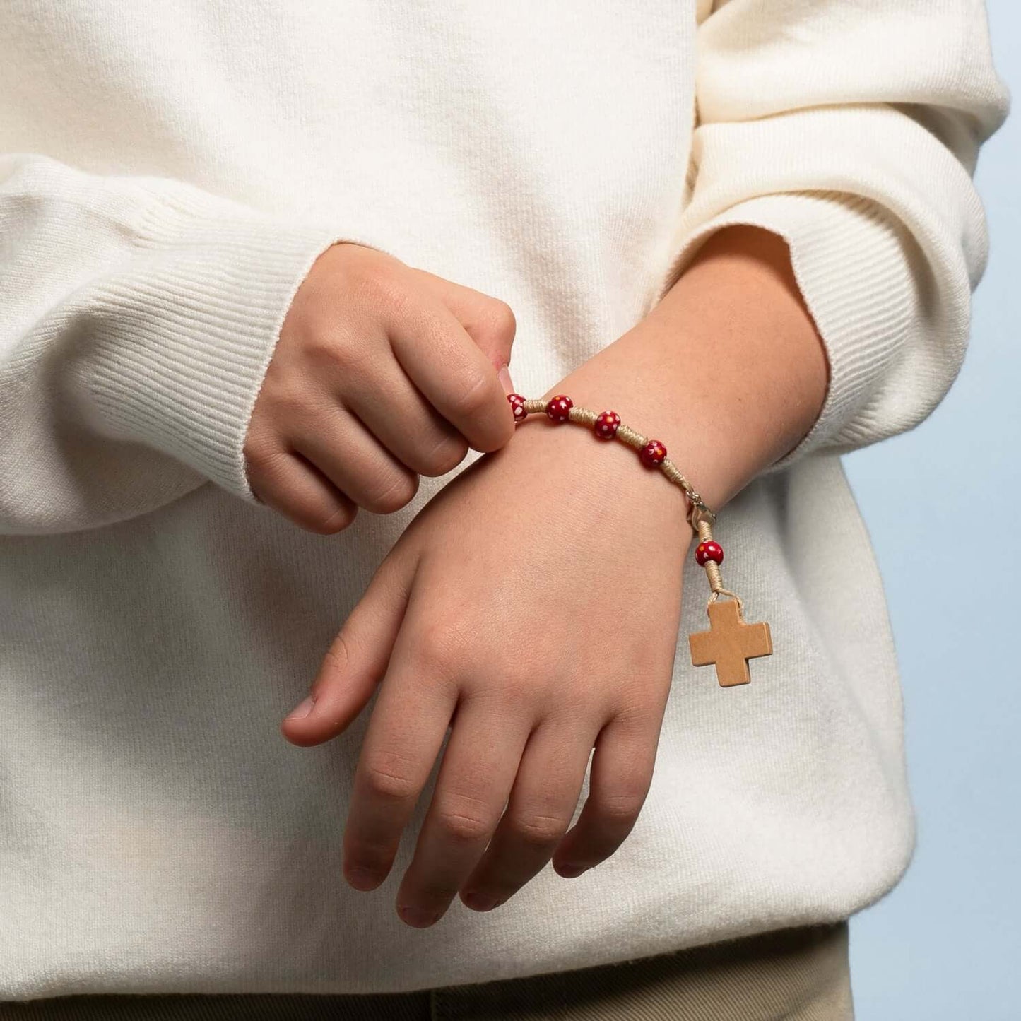 CHILDREN'S BRACELET CHAPELET - BOIS - RED
