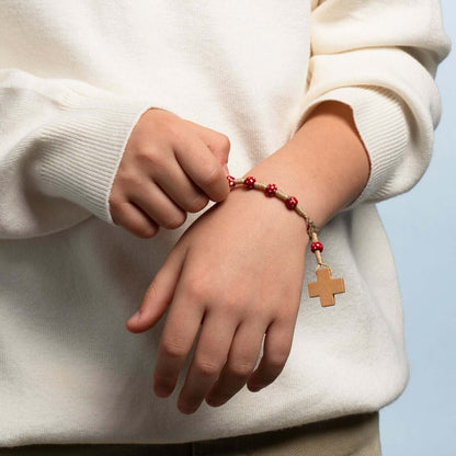 CHILDREN'S BRACELET CHAPELET - BOIS - RED
