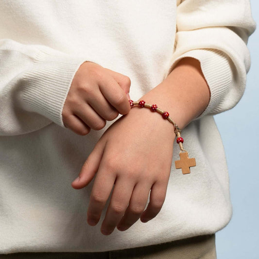 CHILDREN'S BRACELET CHAPELET - BOIS - RED