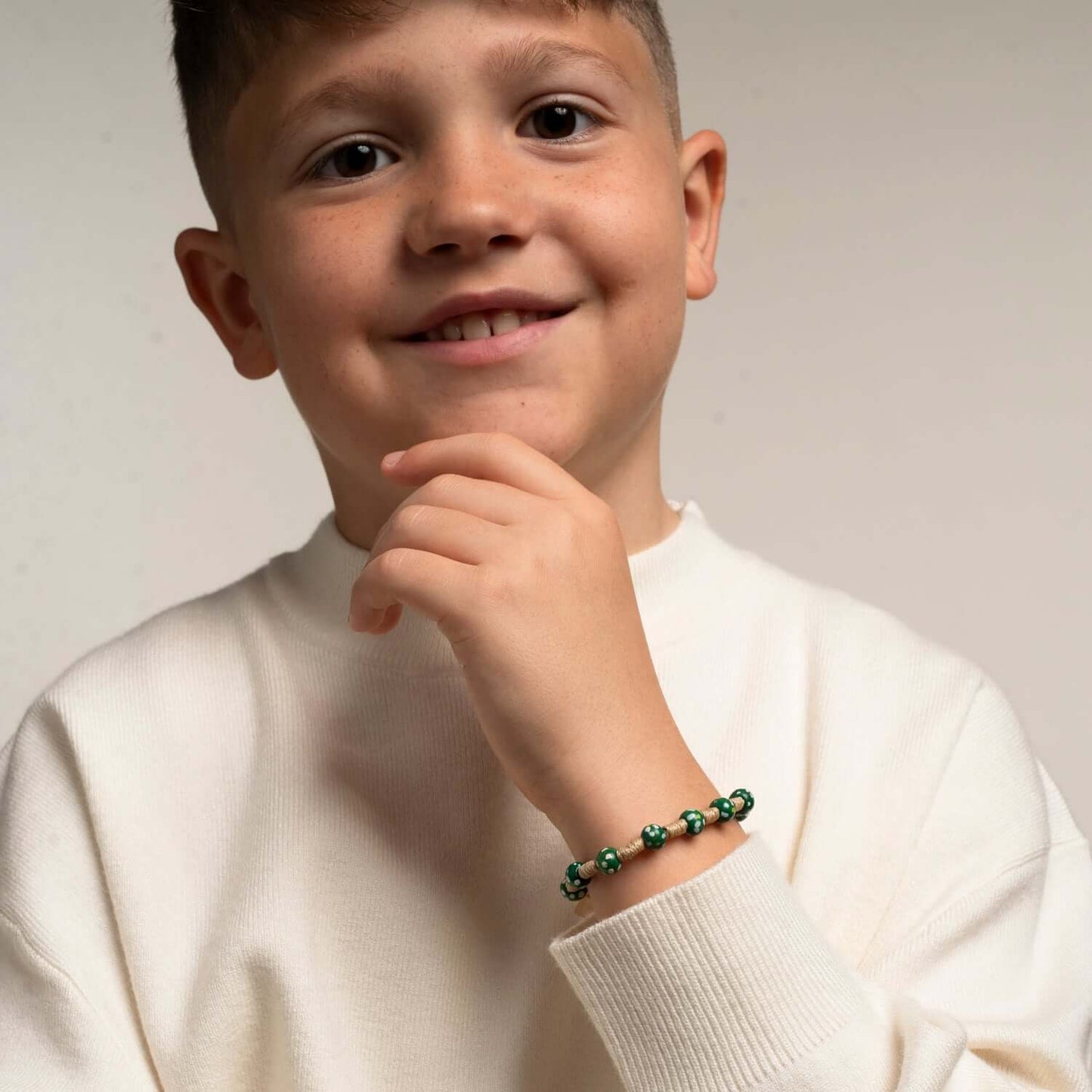 CHILDREN'S BRACELET CHAPELET - BOIS - GREEN