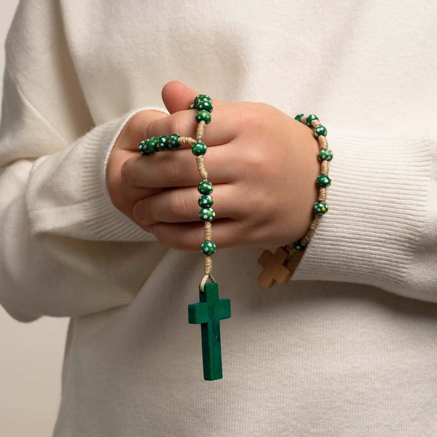 CHILDREN'S BRACELET CHAPELET - BOIS - GREEN