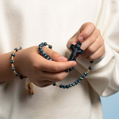 CHILDREN'S BRACELET CHAPELET - BOIS - BLUE