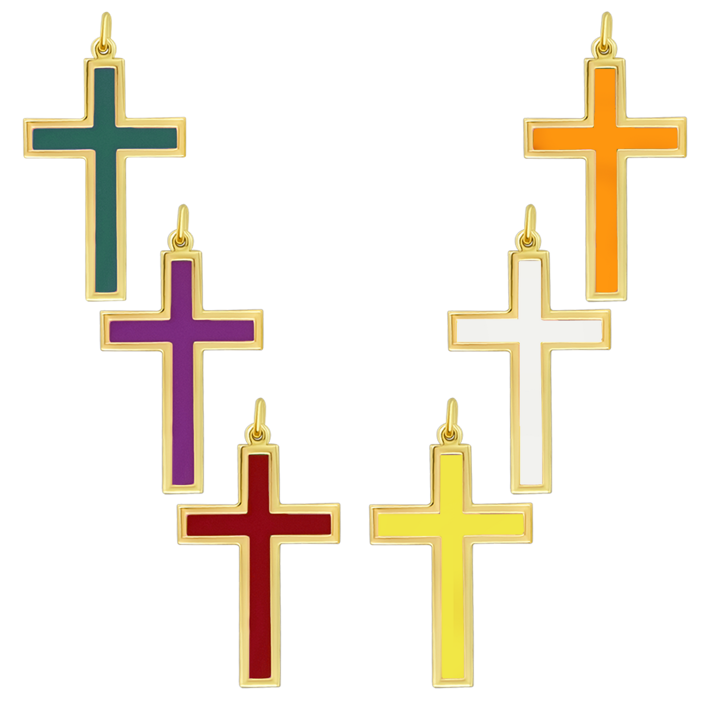 COLORED PENDENTIF CROIX - ARGENT