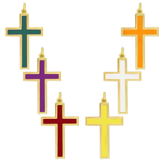 COLORED PENDENTIF CROIX - ARGENT