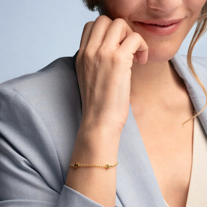 BRACELET CROIX -  GOLDEN ARGENT