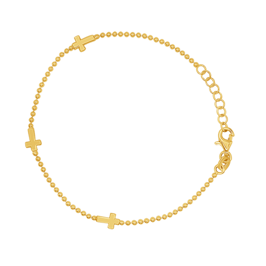 BRACELET CROIX -  GOLDEN ARGENT
