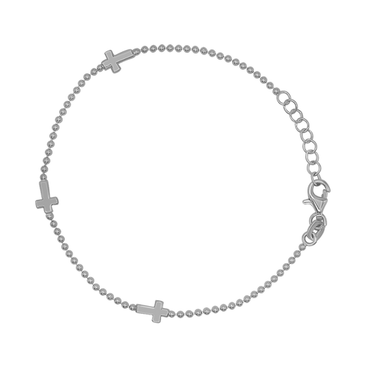 BRACELET CROIX -  ARGENT