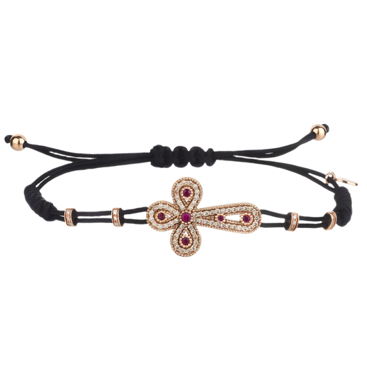 BRACELET CROIX AVEC RUBIES - OR ET DIAMONDS