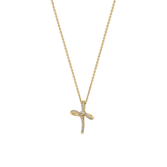 COLLIER CROIX - DIAMONDS ET OR