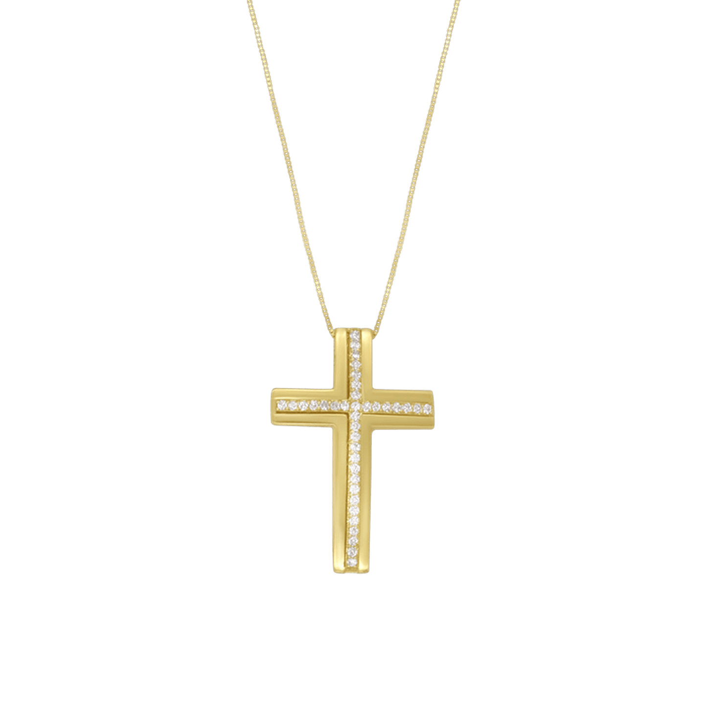 COLLIER CROIX - ZIRCONIA ET OR