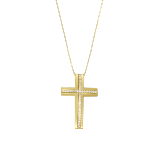 COLLIER CROIX - ZIRCONIA ET OR