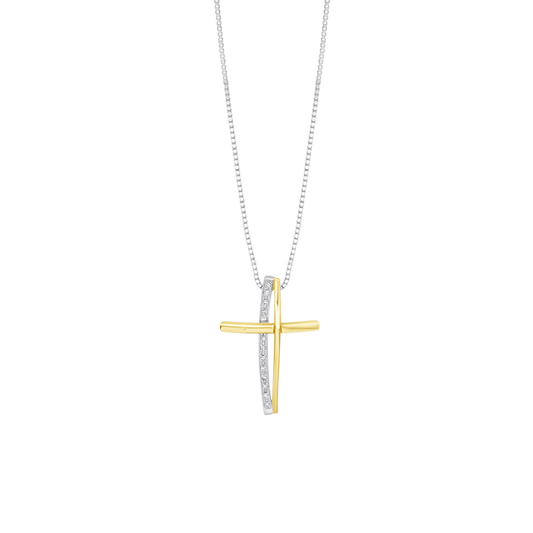 COLLIER CROIX - DIAMONDS ET OR