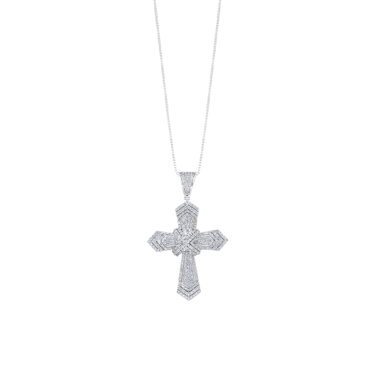 CROIX DIAMOND COLLIER - BLANC OR