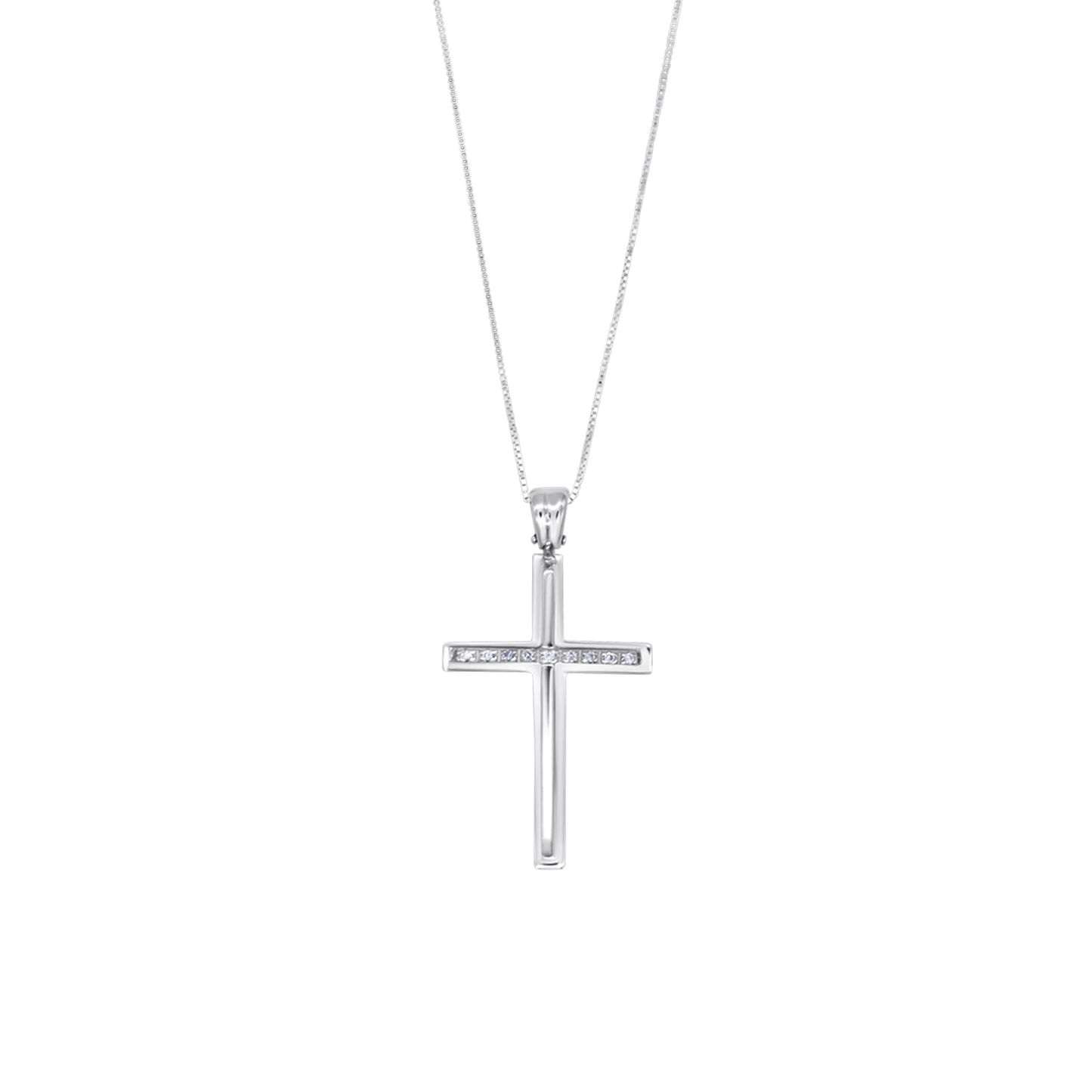 CROIX ET CHAÎNE - DIAMONDS - BLANC OR