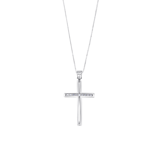 CROIX ET CHAÎNE - DIAMONDS - BLANC OR
