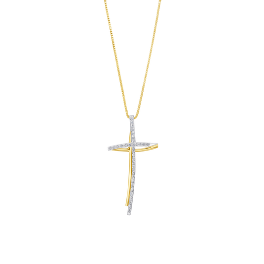 COLLIER CROIX - DIAMONDS ET OR