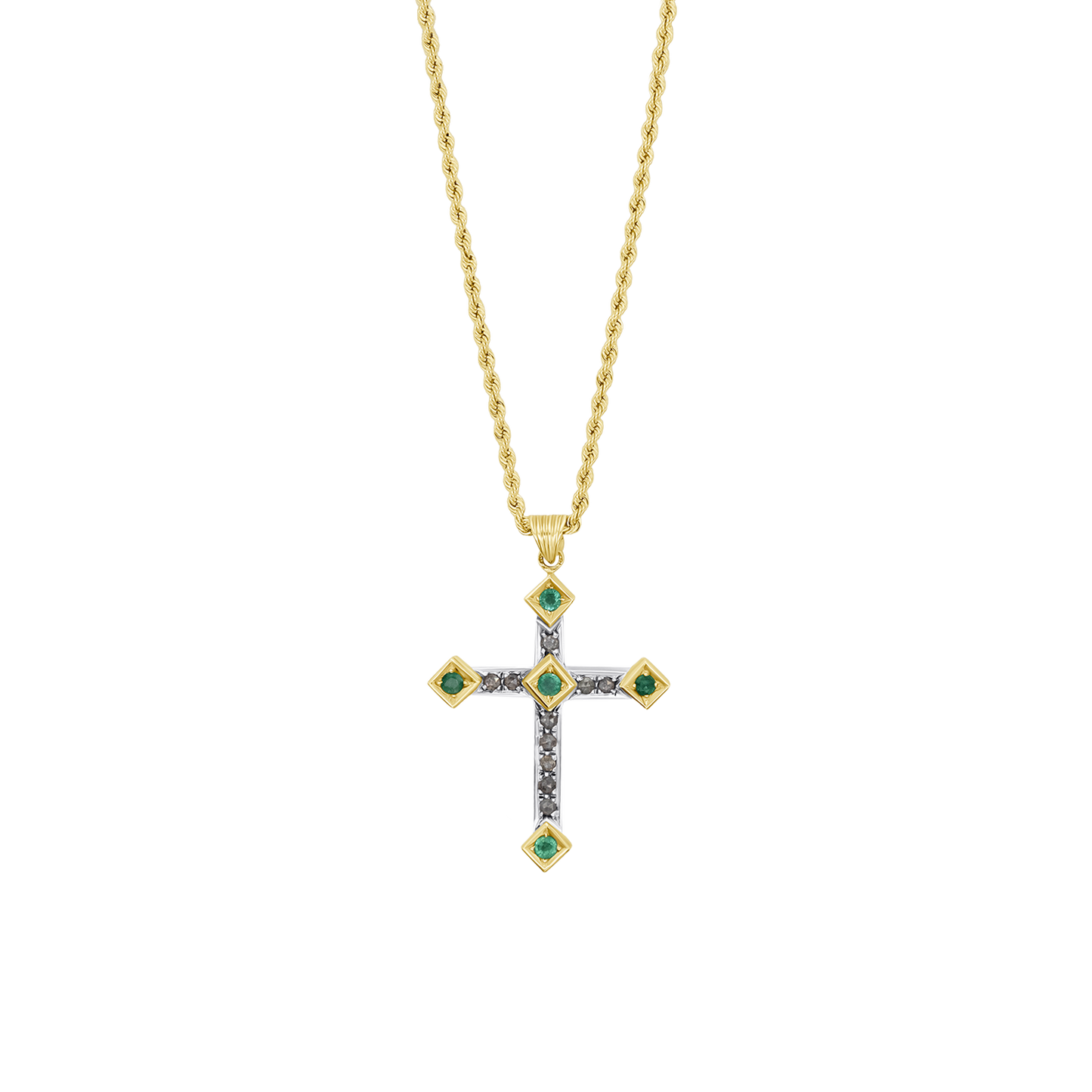 CROIX DIAMONDS COLLIER - EMERALD ET OR