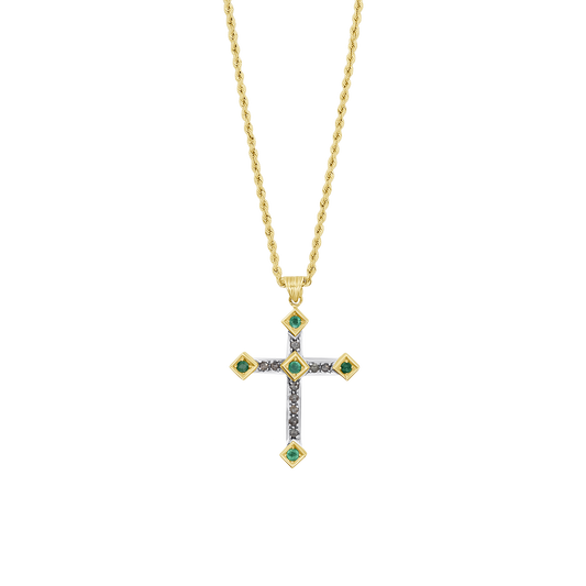CROIX DIAMONDS COLLIER - EMERALD ET OR
