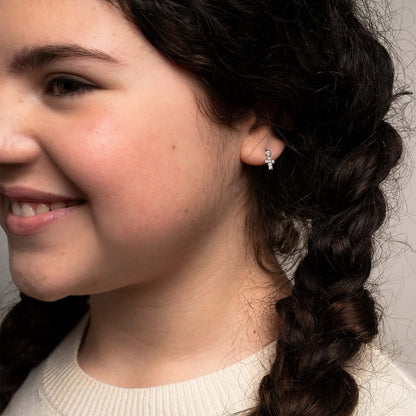 CROIX BOUCLES D'OREILLES - ARGENT ET ZIRCONIA