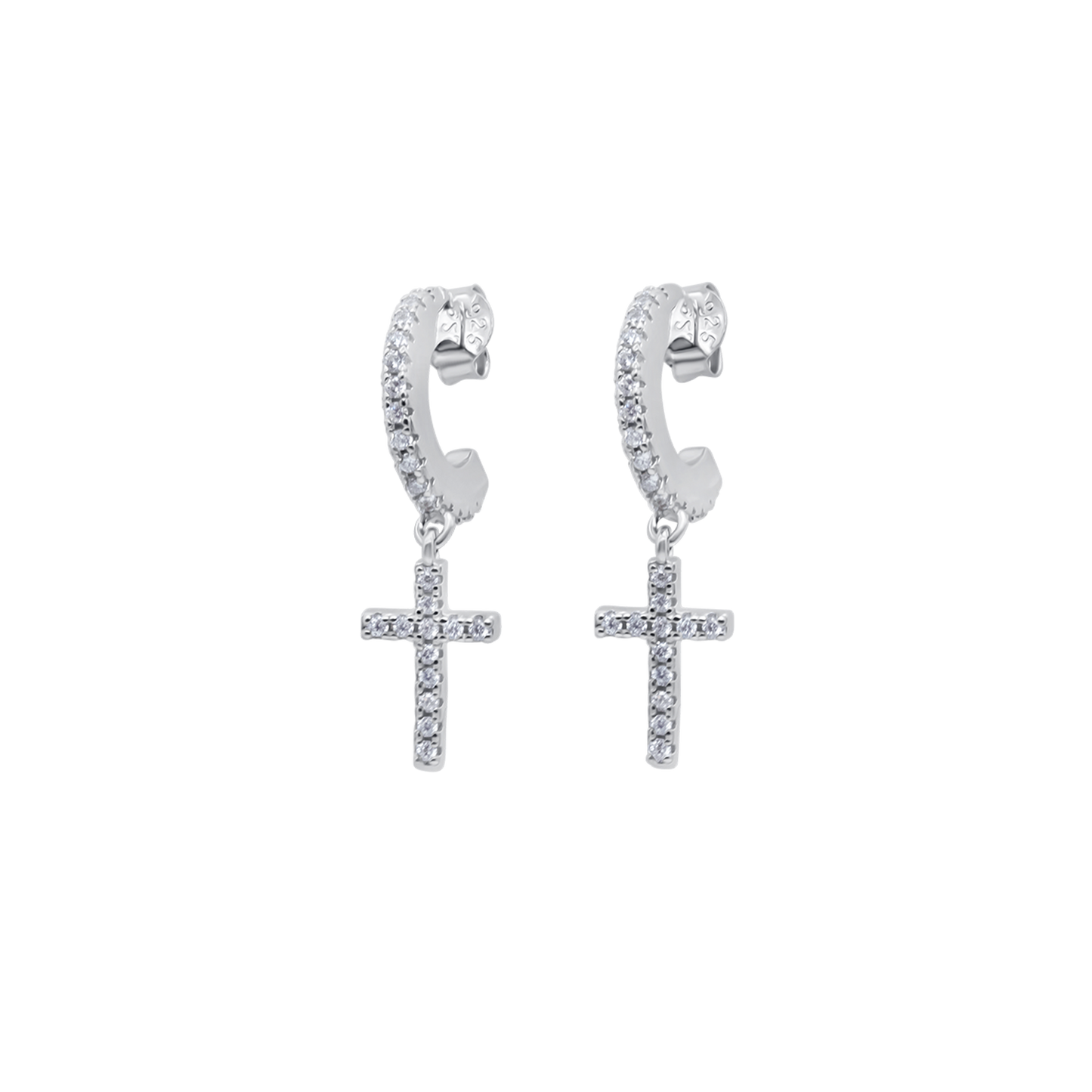 CROIX HOOP BOUCLES D'OREILLES - ARGENT - ZIRCONIA