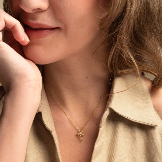 COLLIER CROIX - DIAMONDS ET OR