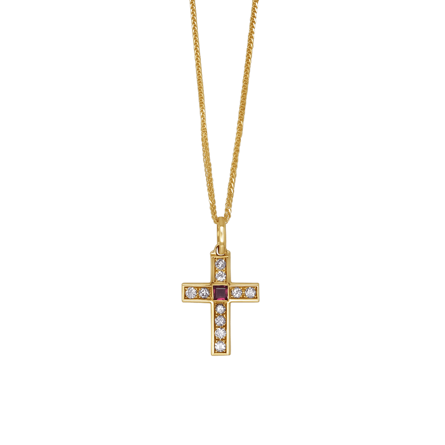 COLLIER CROIX - DIAMONDS ET RUBY - OR
