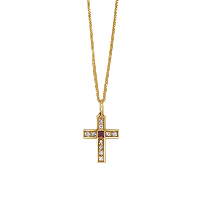 COLLIER CROIX - DIAMONDS ET RUBY - OR