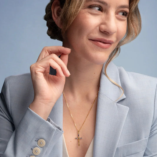 PENDENTIF CROIX - BICOLOR OR