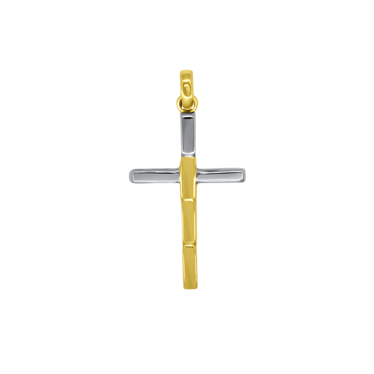 PENDENTIF CROIX - BICOLOR OR
