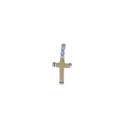 PENDENTIF CROIX - BICOLOR OR
