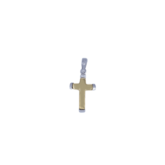 PENDENTIF CROIX - BICOLOR OR
