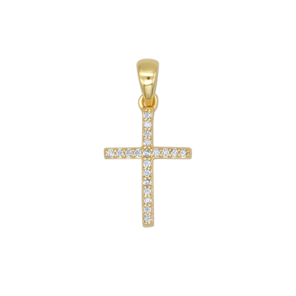 PENDENTIF CROIX - ZIRCONIA ET GOLDEN ARGENT