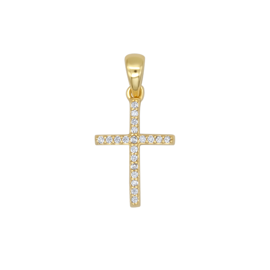 PENDENTIF CROIX - ZIRCONIA ET GOLDEN ARGENT