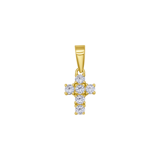 PENDENTIF CROIX - VERMEIL ARGENT ET ZIRCONIA