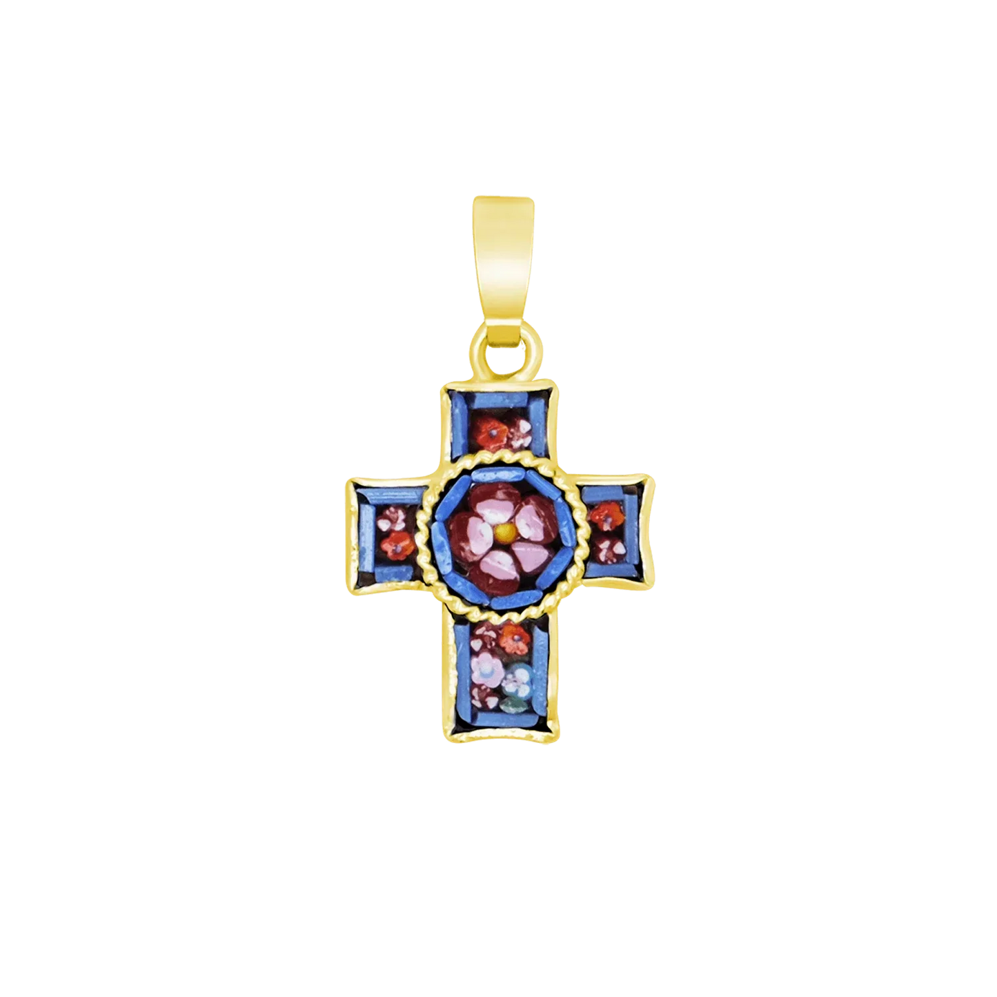 PENDENTIF CROIX - MICROMOSAIC BIJOUX - GOLDEN METAL