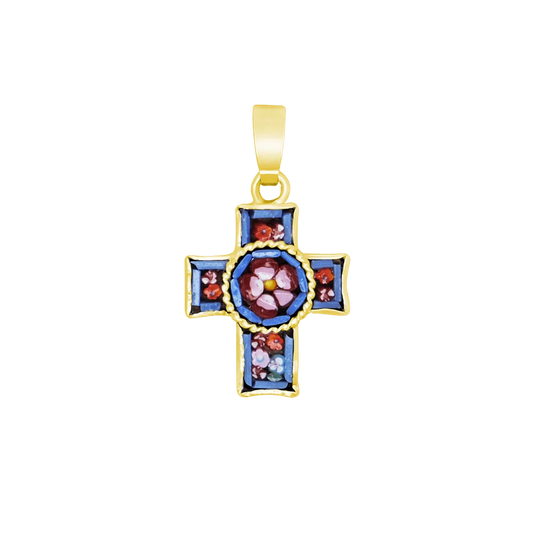 PENDENTIF CROIX - MICROMOSAIC BIJOUX - GOLDEN METAL