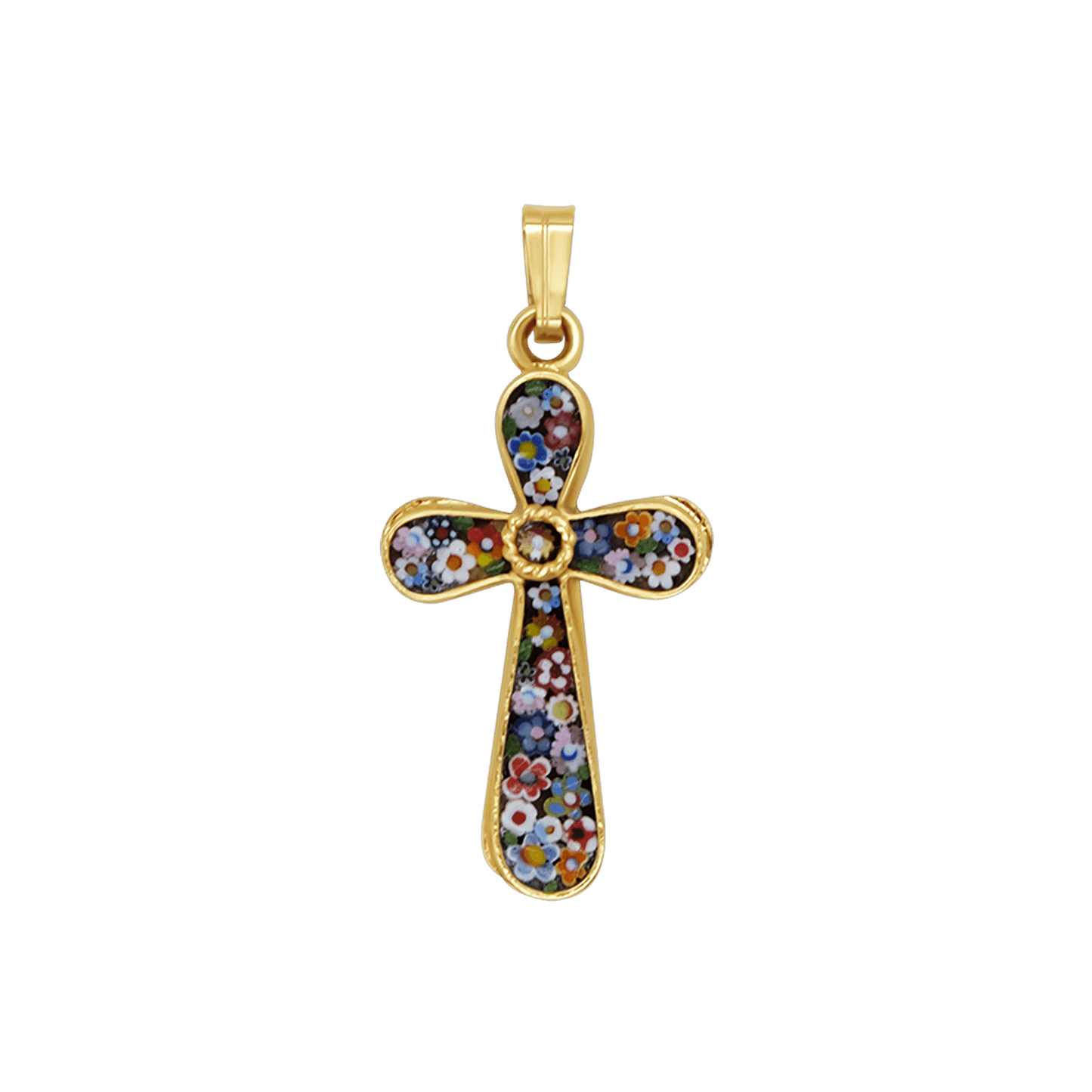 PENDENTIF CROIX - MICROMOSAIC BIJOUX - GOLDEN METAL
