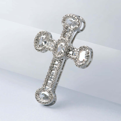 PENDENTIF CROIX - ARGENT, CRYSTALS ET ZIRCONIA