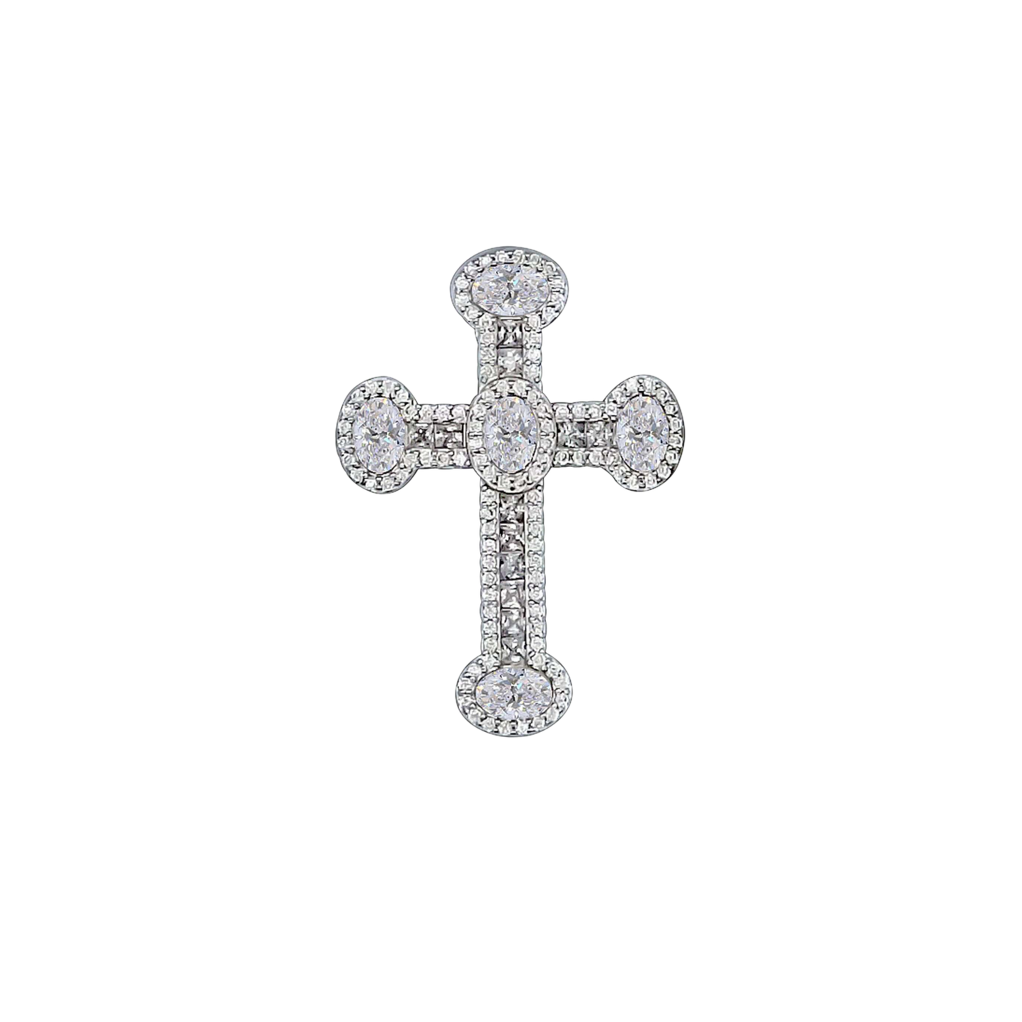 PENDENTIF CROIX - ARGENT, CRYSTALS ET ZIRCONIA