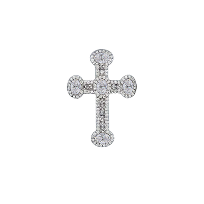 PENDENTIF CROIX - ARGENT, CRYSTALS ET ZIRCONIA