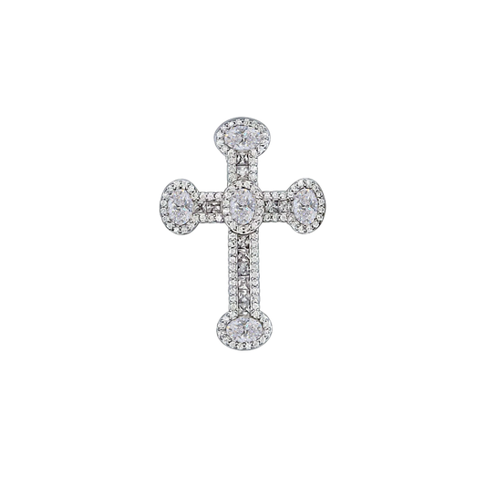 PENDENTIF CROIX - ARGENT, CRYSTALS ET ZIRCONIA