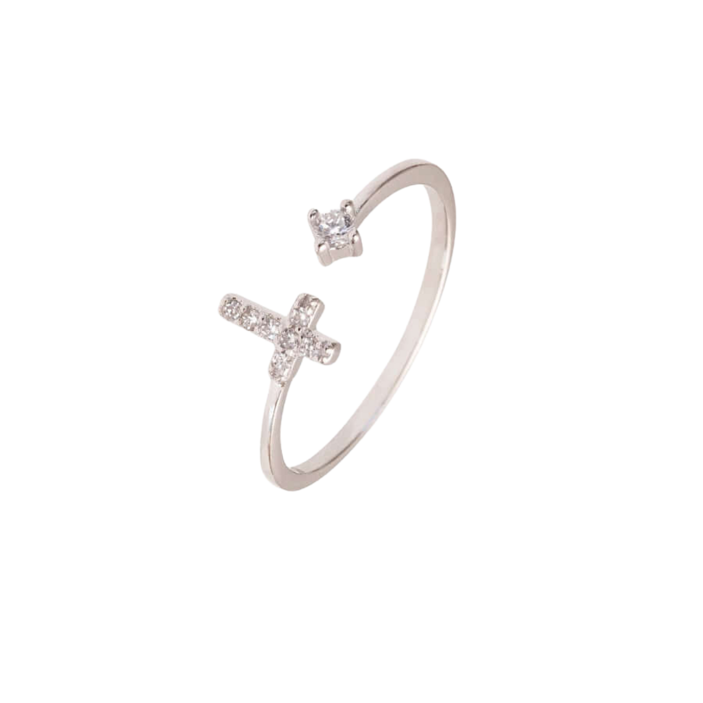PAVÉ CROIX BAGUE - ZIRCONIA DOT - ARGENT