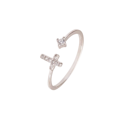 PAVÉ CROIX BAGUE - ZIRCONIA DOT - ARGENT