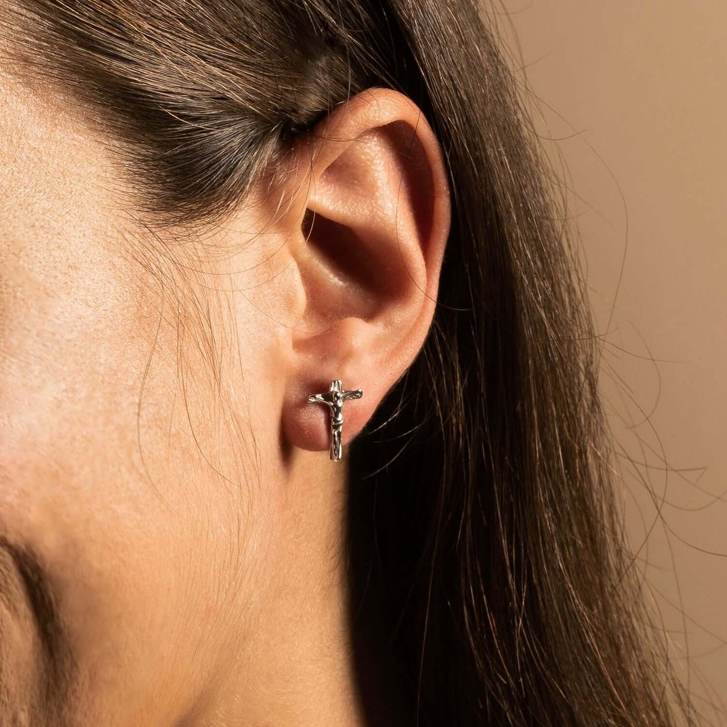CRUCIFIX - BOUCLES D'OREILLES - ARGENT