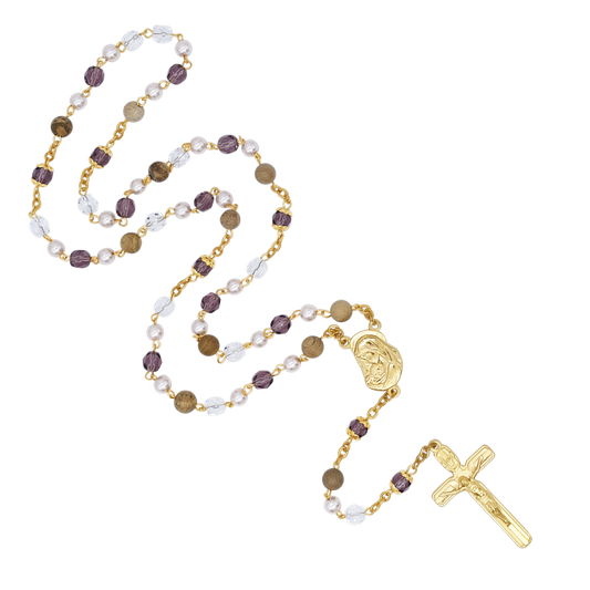 CRYSTALS ET STONES - CHAPELET - GOLDEN METAL