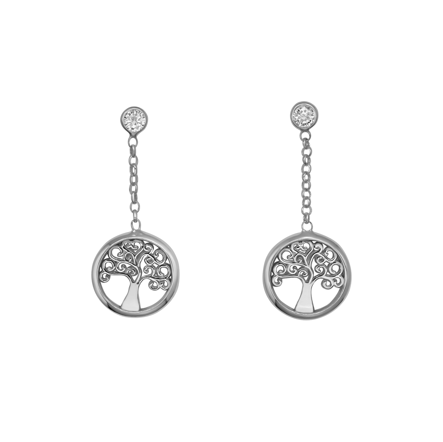 TREE OF LIFE - DANGLING BOUCLES D'OREILLES - ARGENT