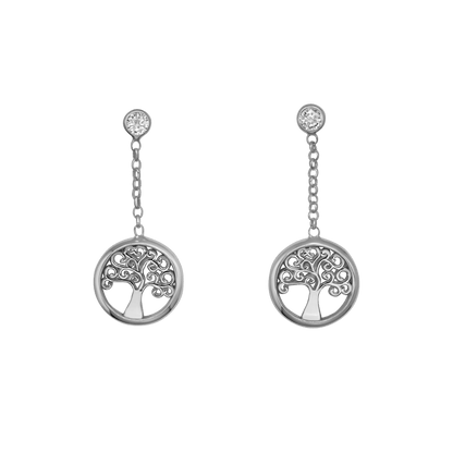 TREE OF LIFE - DANGLING BOUCLES D'OREILLES - ARGENT