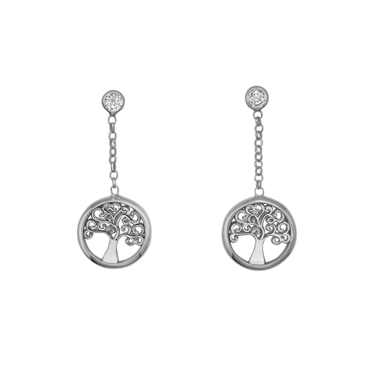 TREE OF LIFE - DANGLING BOUCLES D'OREILLES - ARGENT