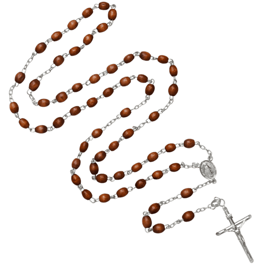 DARK ROSEWOOD BEADS CHAPELET - ARGENT