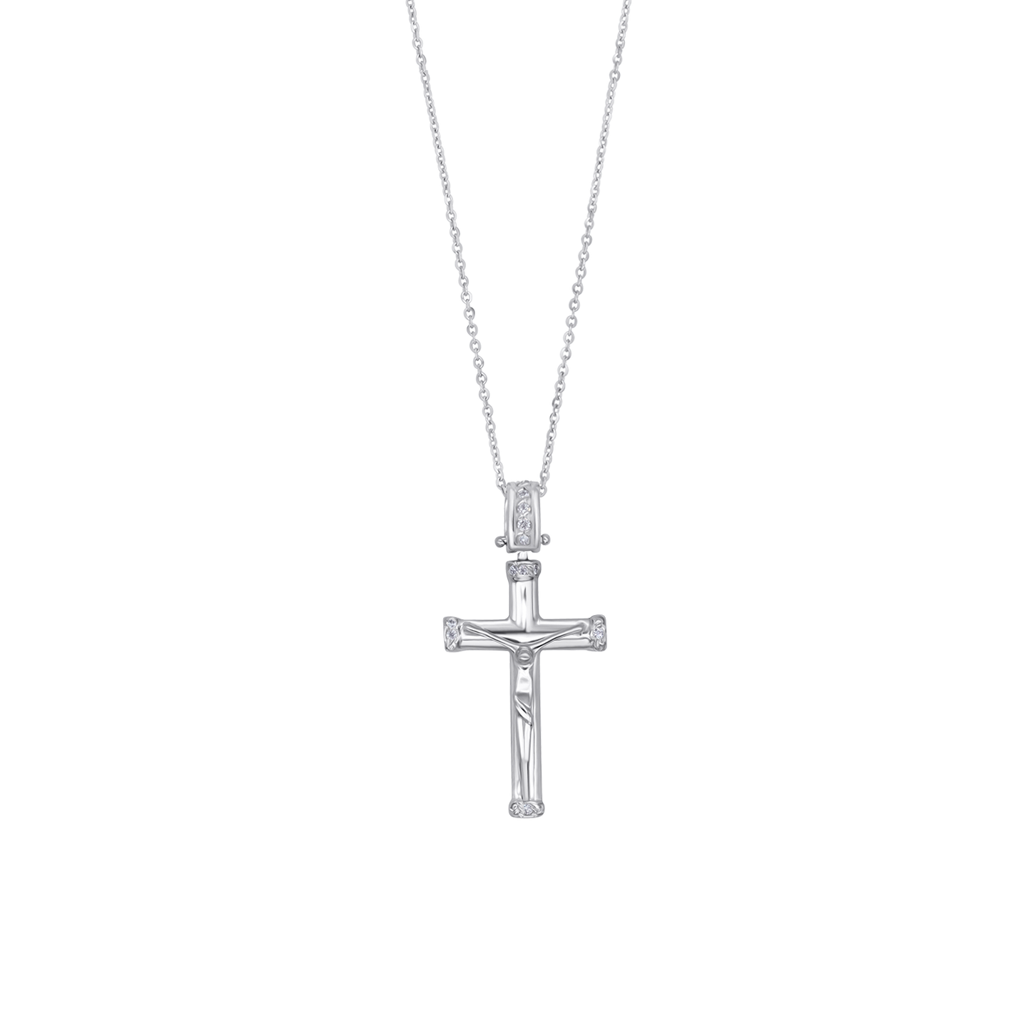 DIAMOND CRUCIFIX - COLLIER - BLANC OR